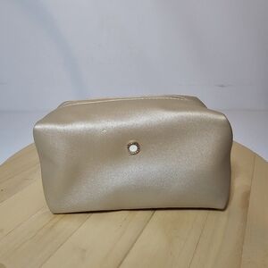 Emirates Bvlgari Makeup Travel Toiletry Makeup Bag Tan With Gold Tone Hardware